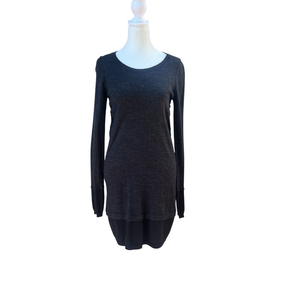 IRO Charcoal Long Sleeve Wool Blend Sylvia Mini Dress Size Large